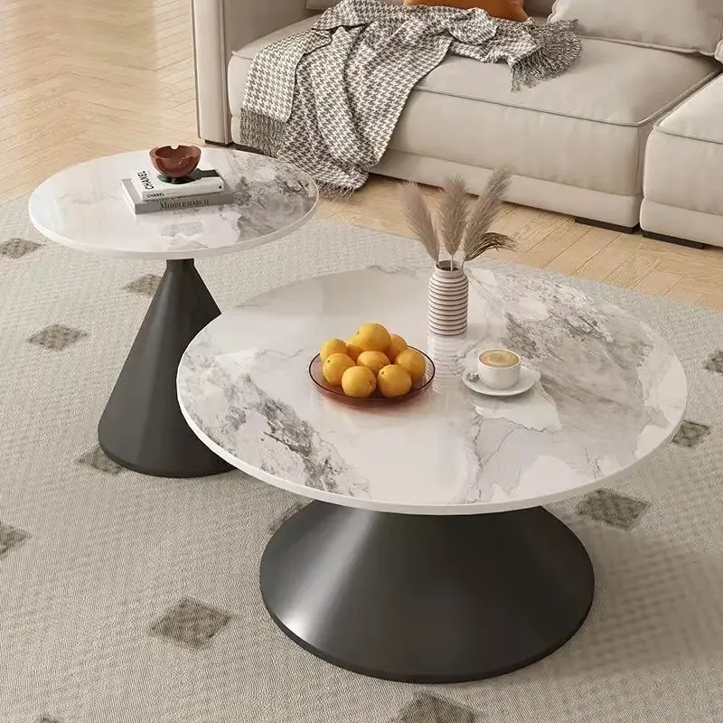 

Cream wind explosion Internet celebrity round living room coffee table household small apartment homestay rock slab coffee