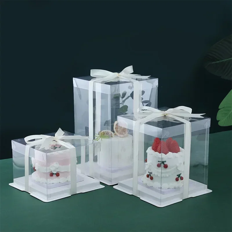 10 Set Dessert Clear Plastic Packaging Box Birthday Wedding Party Cake Storage Package 18 Inch Bilayer 3 Layers Cake Packing Box