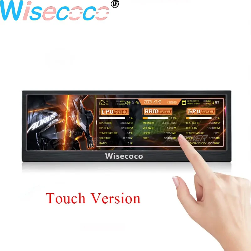 

12.6 Inch Portable Monitor 1920×515 Wide LCD IPS Display Capacitive Touch Gaming Monitor Marquee Notebook Secondary Screen