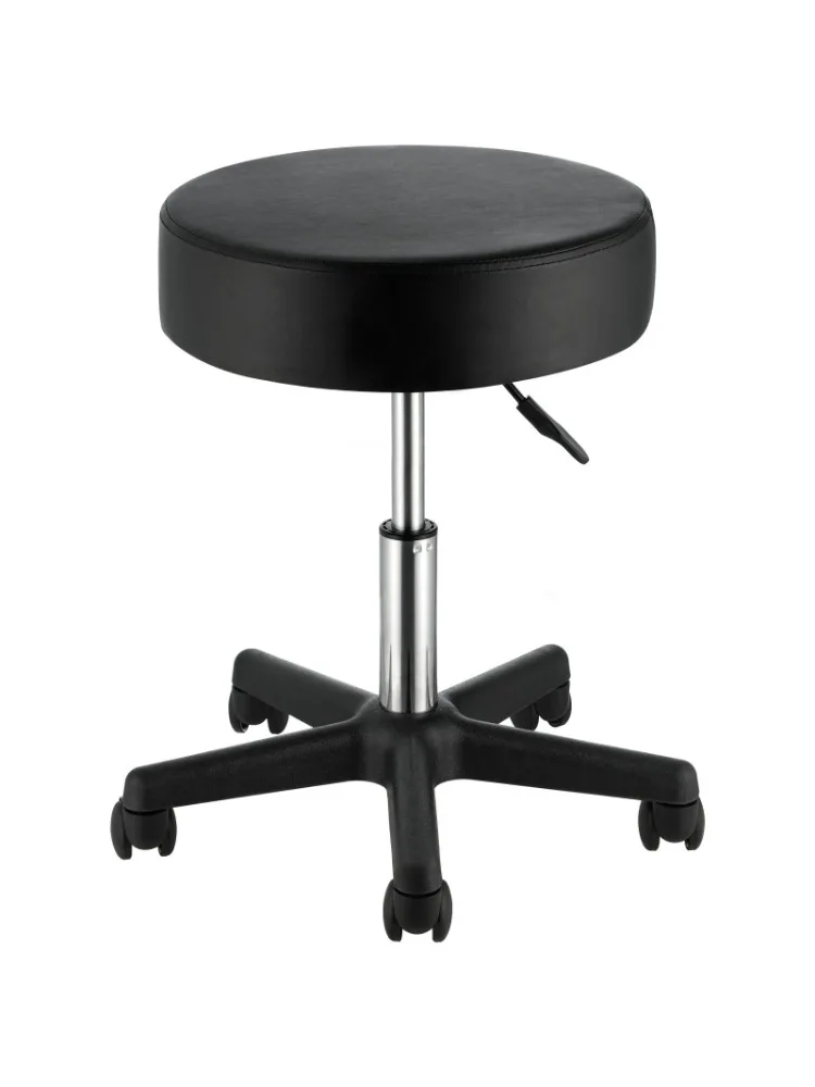 Rolling Stool  Wheels, 400 lbs Weight Capacity, Adjustable Height Stool with Extra Thick Seat Cushion, Swivel Stool Seat, Black