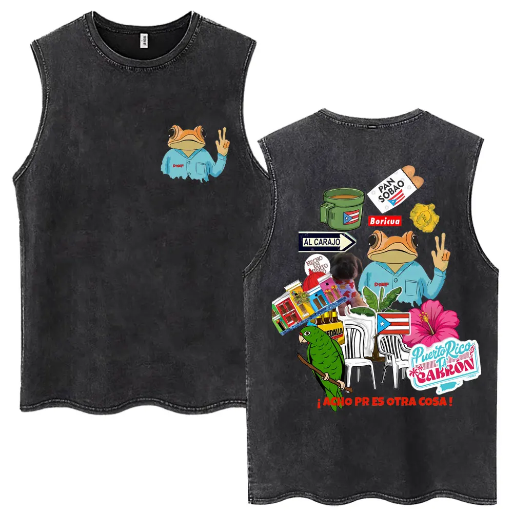 Rapper Bad Bunny Washed Tank Tops Debi Tirar Mas Fotos DTMF Herren Damen Westen Mode Hip Hop Baumwolle Übergroße ärmellose T-Shirts