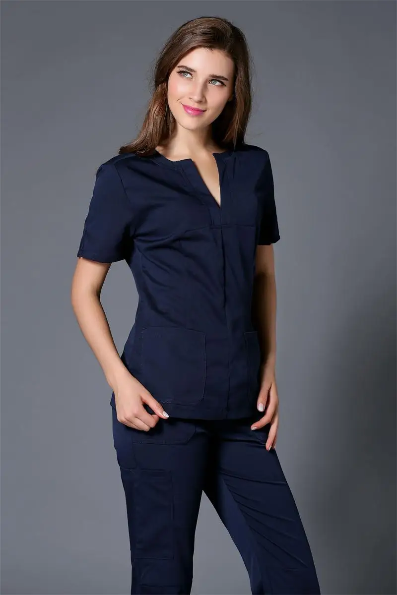 

Women's Summer Work Clothes Set Dental Pet Clinic Healthy Beauty Salon Breathable Medical Uniform Doctors Slim Fitted Scrubs