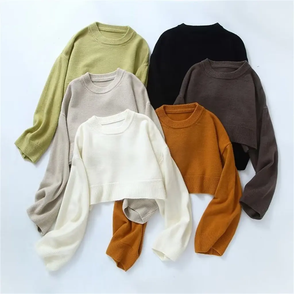 

YPFF Women's Fashion High Waist Short Sweater Half-Turtleneck Long Sleeve Navel Hot Girl Top