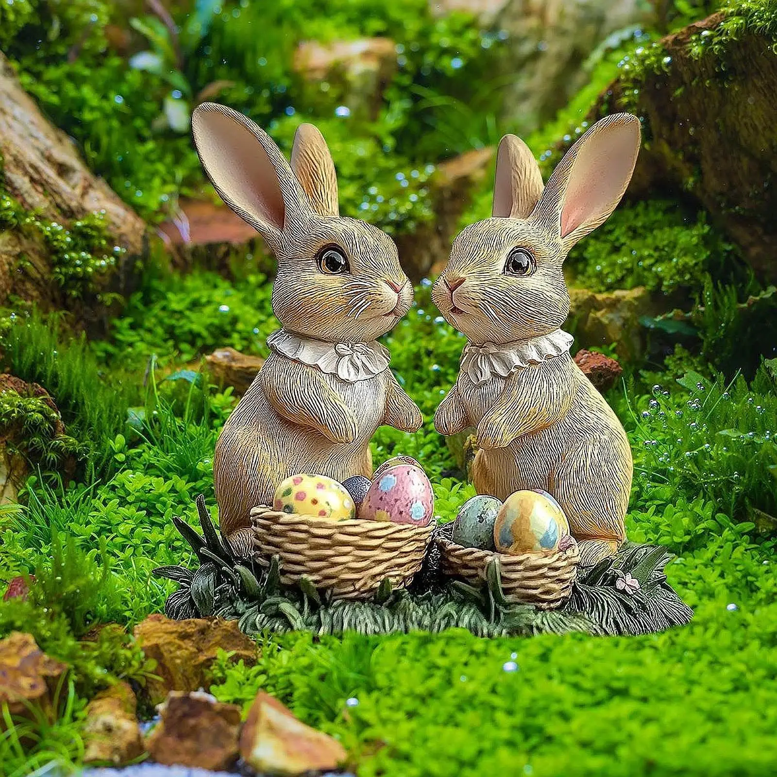 

Easter Garden Rabbits Stake 2D Ornament Creative Garden Decor Animal Yard Sign Stake for Yard Outdoor Walkway Festival Pathway