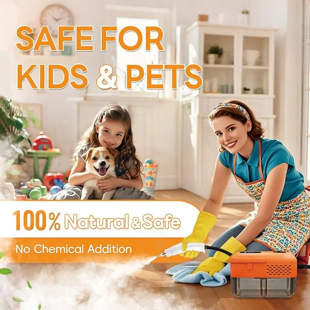 منظف بخار محمول بقوة 2500 وات، جهاز بخار متعدد الأسطح عالي الضغط مع 14 ملحقًا، محمولًا وخاليًا من المواد الكيميائية، للاستخدام المنزلي القوي