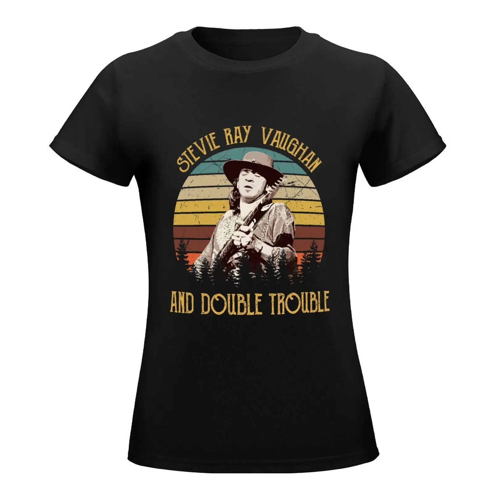 Pretty Vintage Stevie Ray Vaughan And Double Trouble T-Shirt sports fans summer top vintage clothes workout t shirts for Women