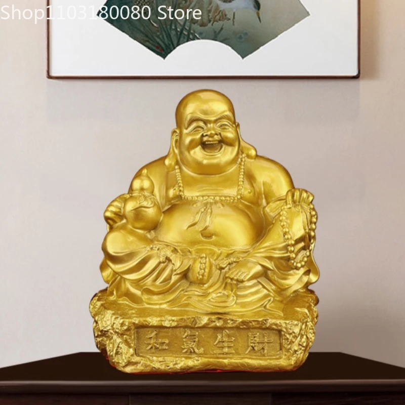 Copper brass Harmony brings wealth Maitreya Buddha statue Lucky sculpture,25cm,19cm