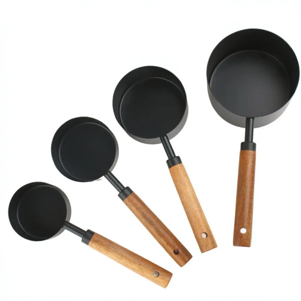 Durable Stainless Steel Measuring Spoons Cups Wooden Handle Baking Supplies Accurate Kitchen Gadget For Precise Cooking Tasks