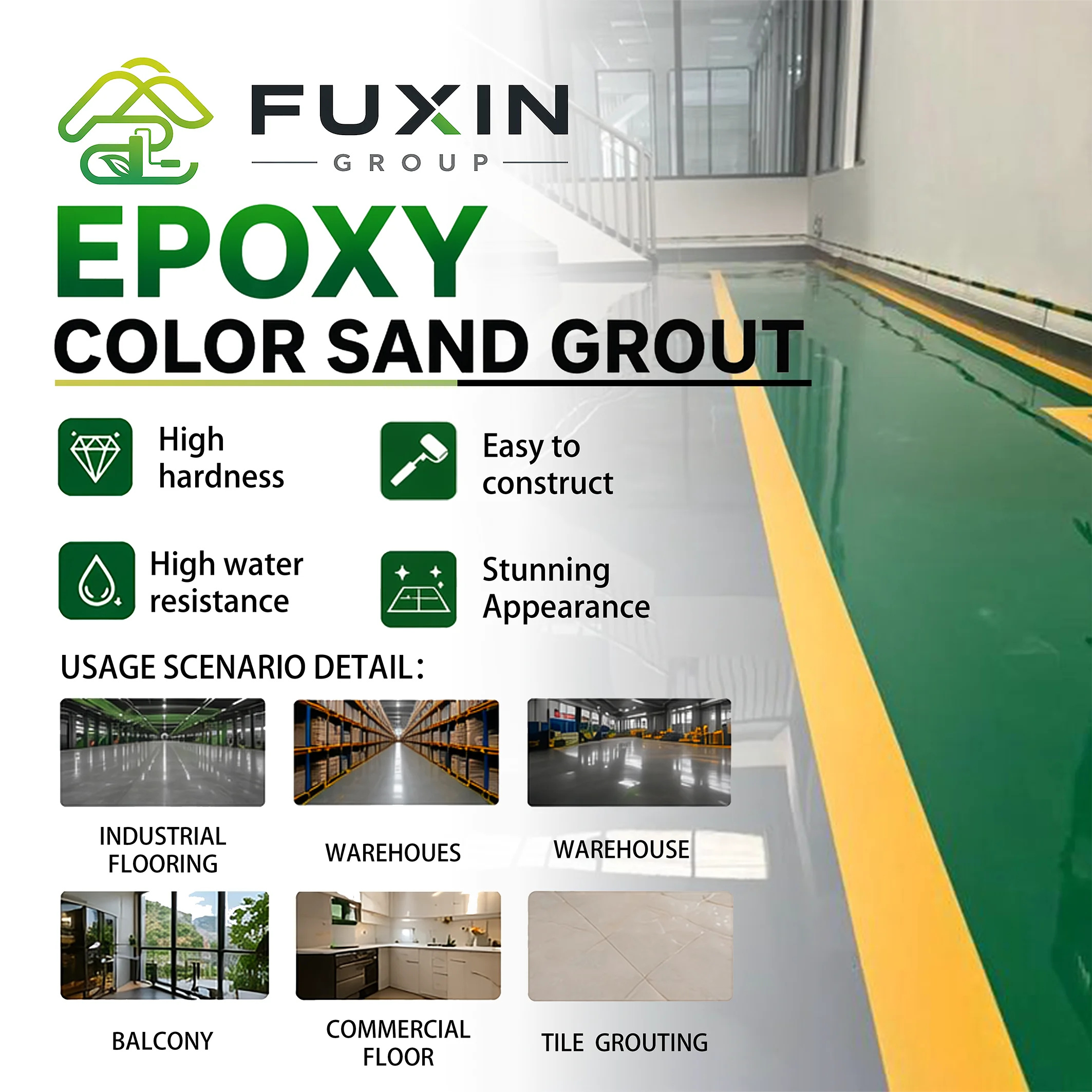 Lantai Epoxy Berwarna Pasir, Pelapis Lantai Self Leveling, Dekoratif, Terrazzo Resin Tanpa Sambungan, Anti Slip, Cat Lantai Tahan Air