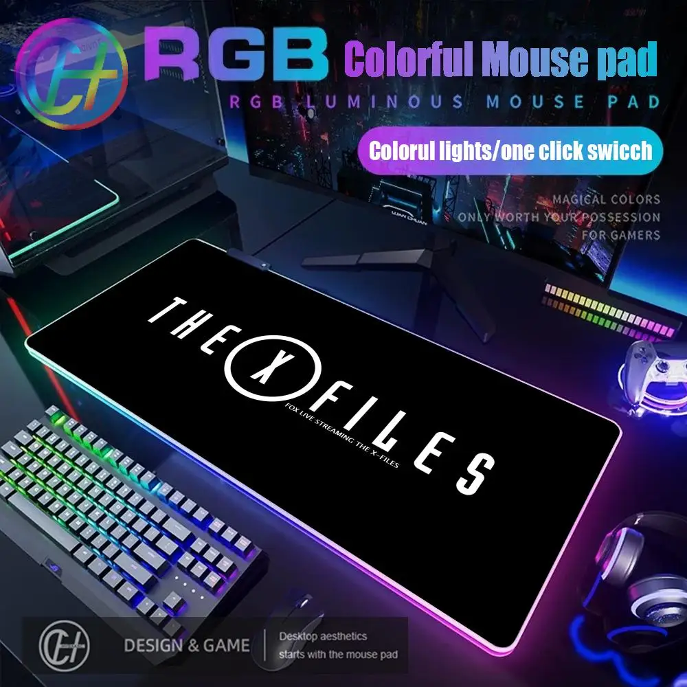 

HYBXAXC Gaming The X Files Believe Truth Mouse Pad RGB Gaming Mouse Pad Desk Mat HD Gamer Large LED Light XXL 90X40CM