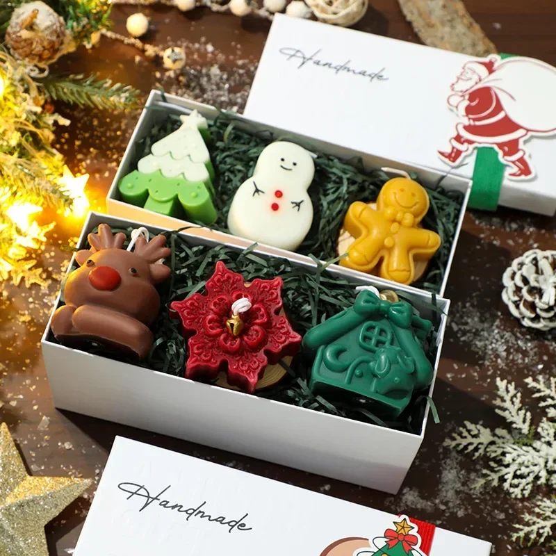 Christmas Scented Candle Gift Box Handcrafted And Christmas Gift Gingerbread Man Snowman Elk Fragrance Design
