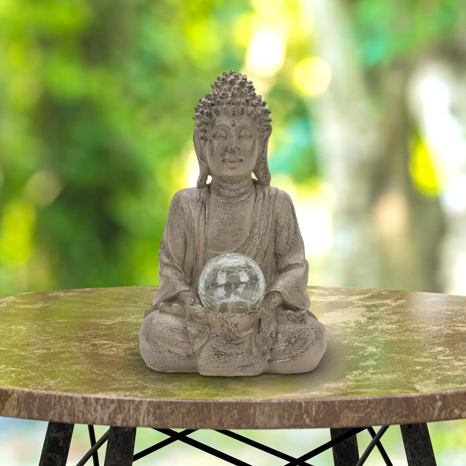 

Buddha Statue with Light Delicate Decorative Sculpture Collectible Figurine for Living Room Indoor Entrance Bedroom Tabletop