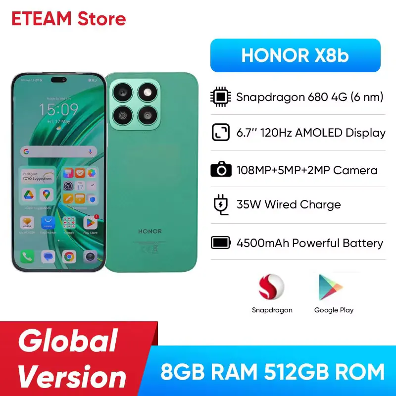 BOOM OR-Smartphone X8b, Snapdragon 680, 8 Go de RAM, 512 Go de ROM, Dean, 6.7 pouces, 90Hz, affichage du taux de rafraîchissement, batterie 4500mAh, appareil photo 108MP x 8b 8