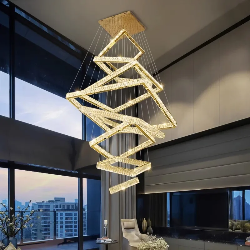 Modern living room large chandelier Nordic luxury crystal chandelier home decoration staircase ceiling light indoor lighting