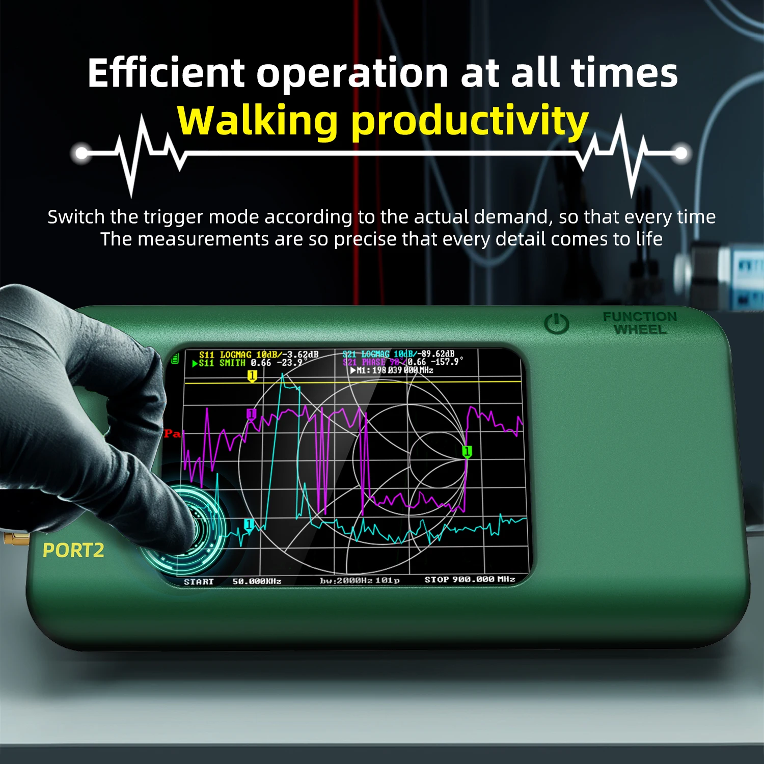 BSIDE Portable Vector Network Analyzer 3.98-inch Touch Screen 10KHz-1.5GHz MF HF VHF UHF SHF With SD Card Slot Antenna Analyzer