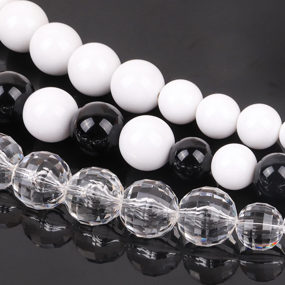 FishSheep Statement Big White Black Acrylic Ball Choker Necklace for Women Large Oversized Clear Beads Collar Necklace Jewelry