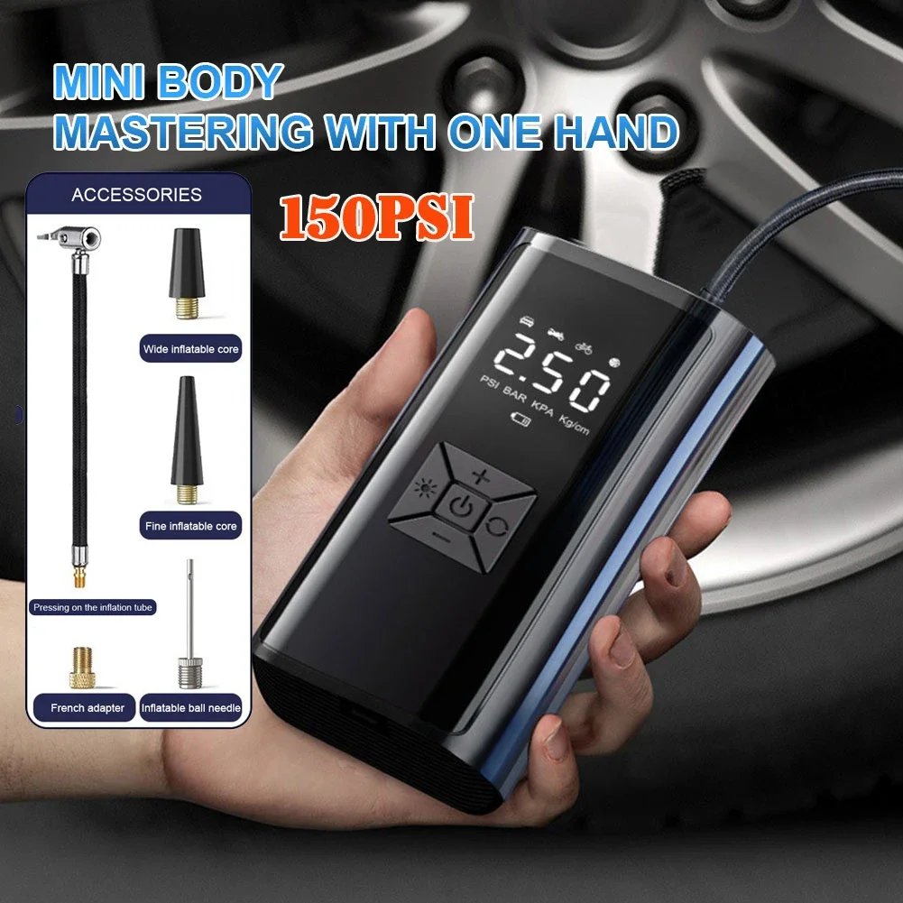 

Portable Car Air Pump Wireless Tire Inflator Electric Air Compressor with LCD Digital Display for Car Motorcycles Bicycle Ball