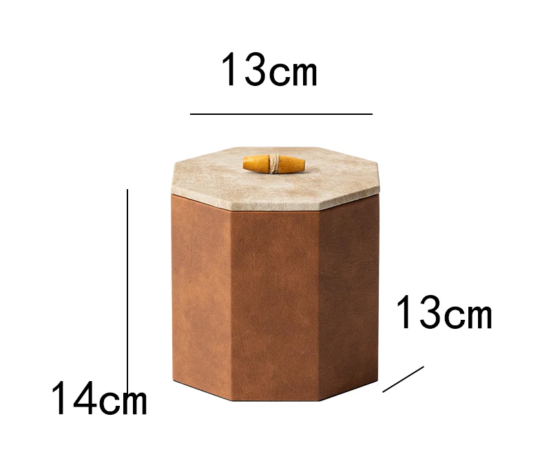 Italian Luxury Caramel Color Flocked Leather Storage Jewelry Box Decorative Ornaments High-End Showroom Nightstand Furnishings