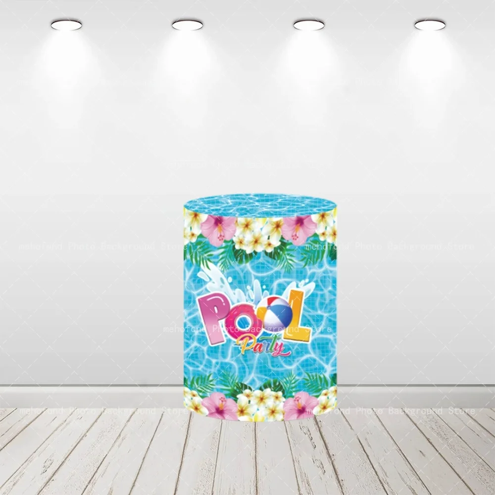 Mehofond Summer Vitality Pool Party Ripple Flamingo Swimming Circle Cylindrical Decoration Kids Family Theme Party Photography