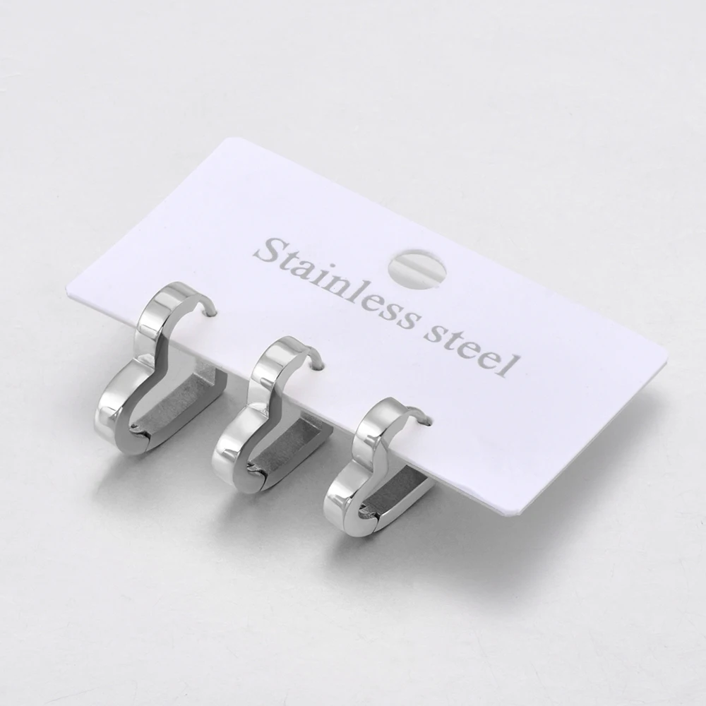 JeeMango 3Pcs/Pack Simple Stainless Steel Wholesale Heart Earrings For Women Girl Gold Plated Hoop Earring Jewelry Birthday Gift