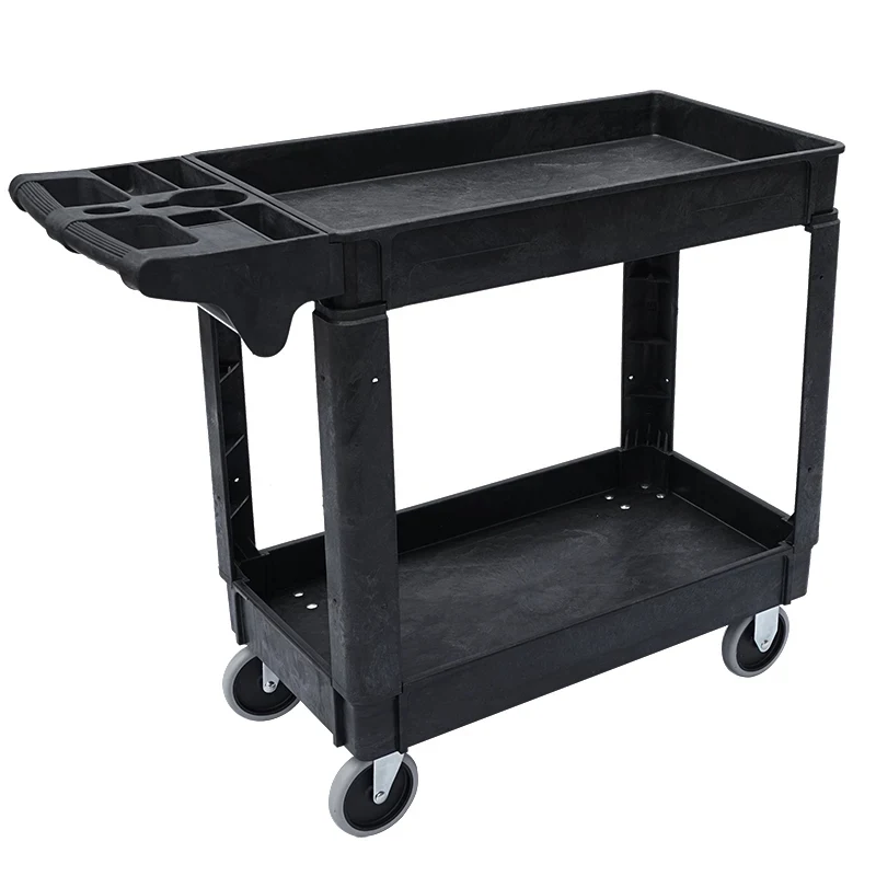 Multi-purpose 2-Tier Hand Truck—Ideal For Warehouses Garages And Cleaning Tasks—Heavy-Duty PP-Wheeled Hand Truck