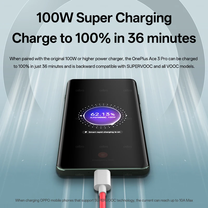كابل OnePlus 13 12 11 10 الأصلي من النوع C إلى USB PD سلك 150 وات 100 وات 80 وات شحن Supervooc لـ OPPO Reno 14 Realme One Plus Nord 5