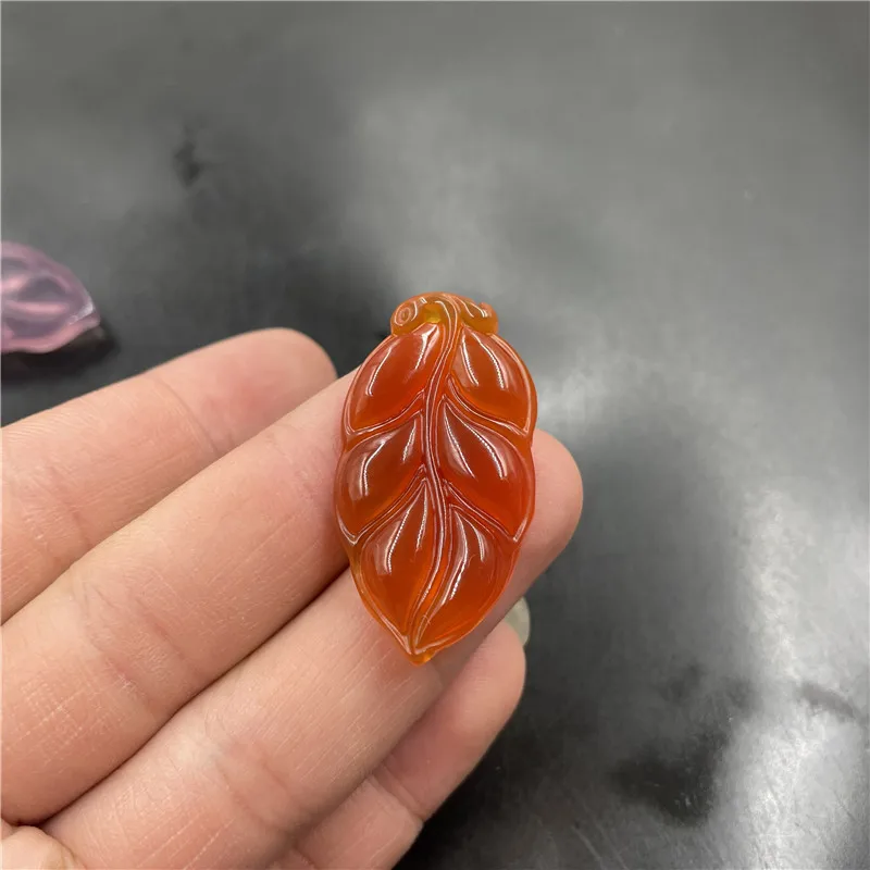 Cheap Jade New Purple Chalcedony Leaf Pendant Red Agate Descendants of the Rich Pendant Jade pendant