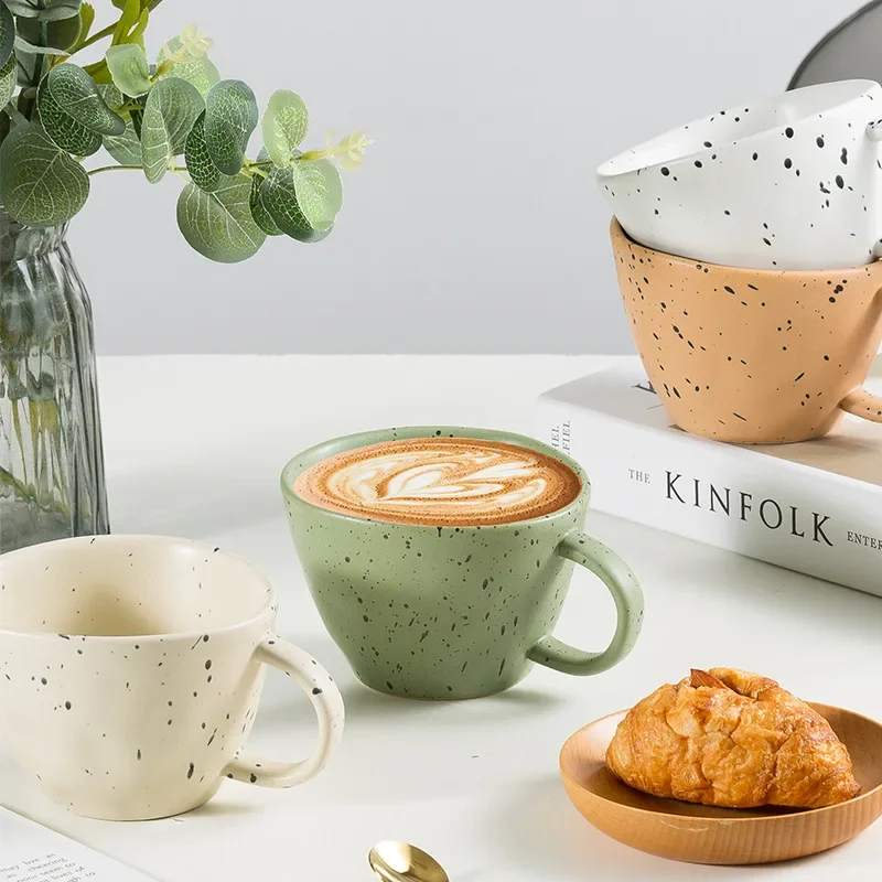 330ml Creative Ink splash art cups Hand pinch Irregular Ceramic Mug Espresso Coffee cup breakfast milk Mugs Couple Water Cup