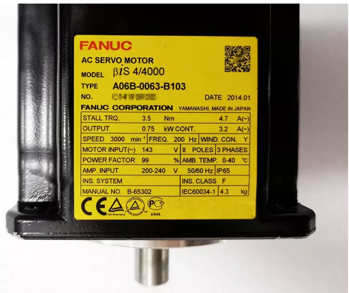 

A06B-0063-B103 Новый серводвигатель Fanuc, гарантия 12 месяцев A06B 0063 B103