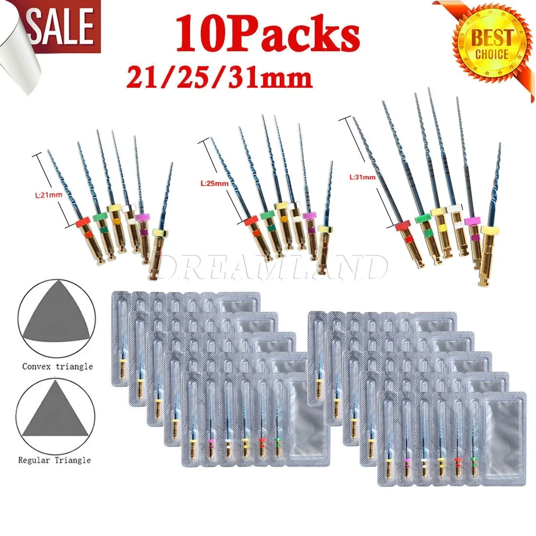 Dental Endo Rotary Files X-Pro Gold Taper NITI Root Canal Files 21/25/31MM 6Pcs/1Pack