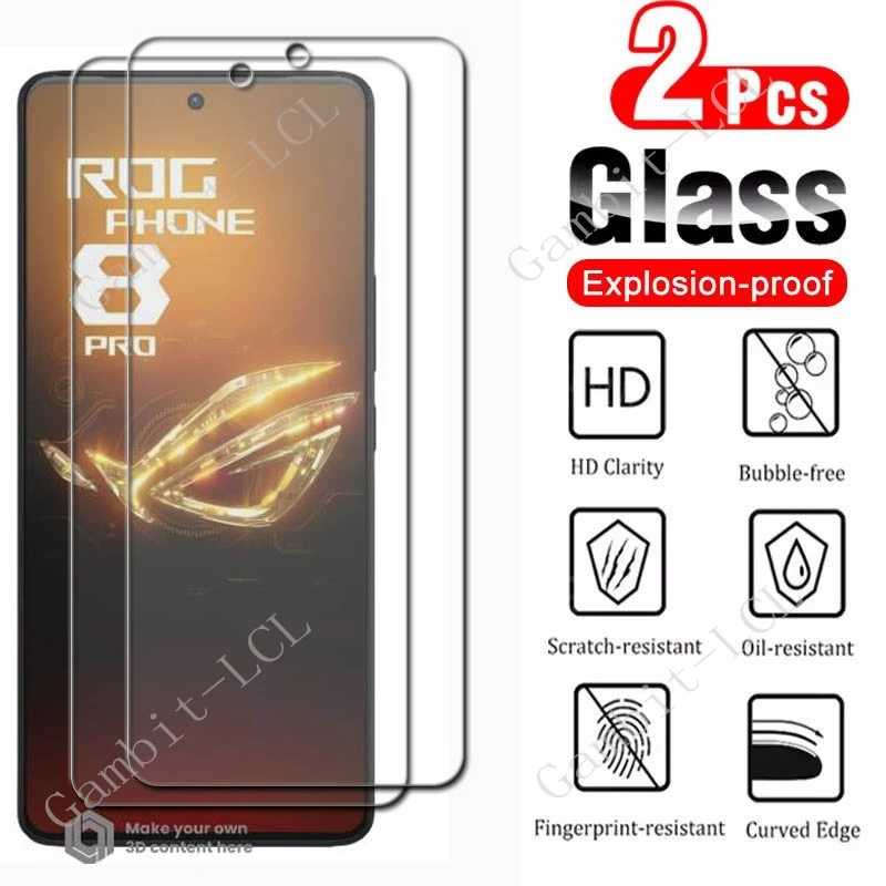 2 قطعة الزجاج المقسى ل ASUS ROG الهاتف 9 برو 8 7 6D 6 3 2 5 5S Ultimate Zenfone 10 11 Ultra Phone8 Phone7 واقي للشاشة فيلم