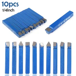 10 pçs 1/4 Polegada ferramentas de ponta de carboneto c6 broca conjunto corte ferramentas torno metal azul para torno cnc ferramentas torneamento chato brocas