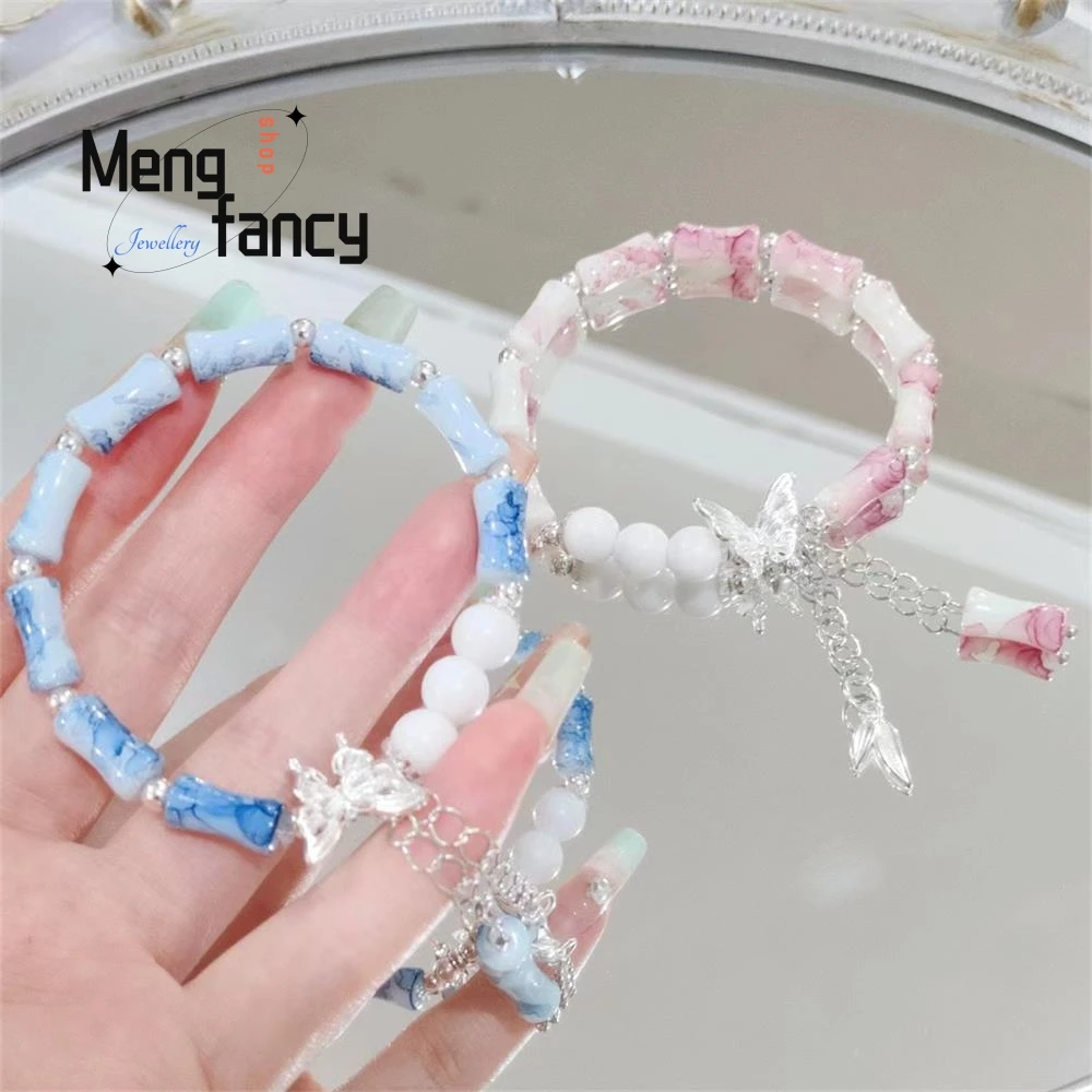 새로운 중국어 고대 스타일 나비 대나무 달콤한 다목적 커플 팔찌 천연 고급 절묘한 인기 패... - 5