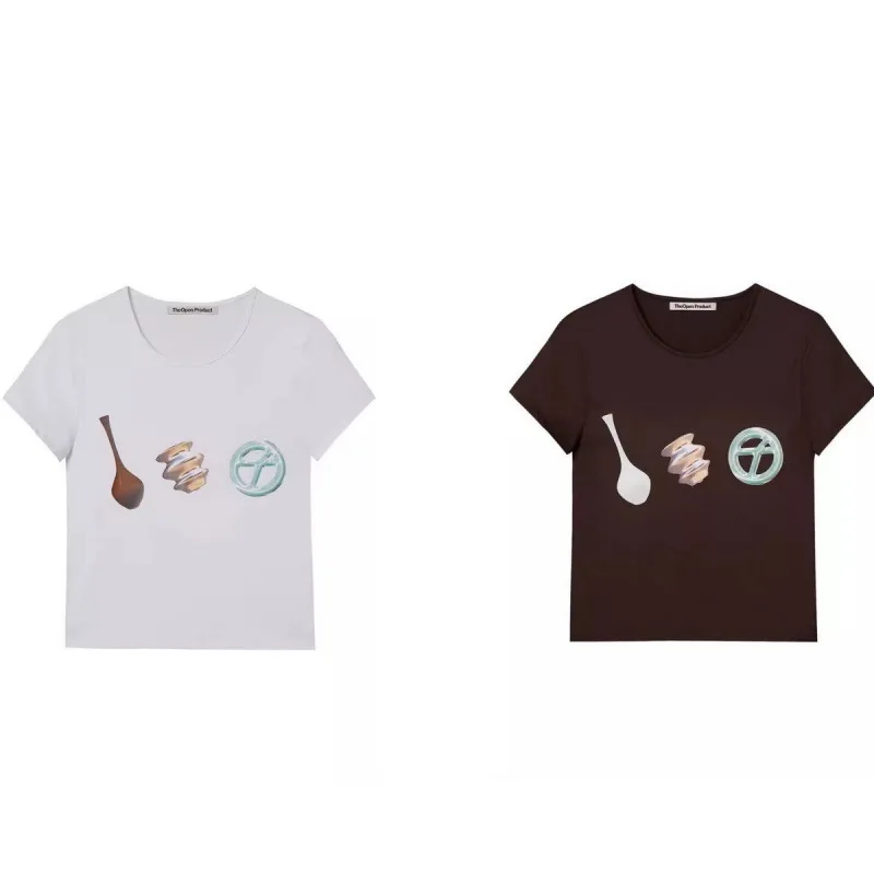 

Стильная футболка с коротким рукавом и круглым вырезом, модный принт, повседневный стиль, женский топ, универсальная летняя футболка