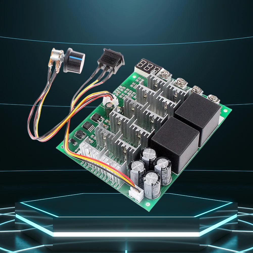DC10V-55V Forward Reverse Converter Digital Display 60A Regulator Speed Controller 12V 24V 36V 48V 100A Max with Knob for Switch