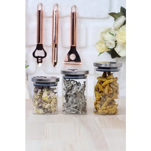 Arow Betsy Glass Jar Bahartlık 3 Pcs Set