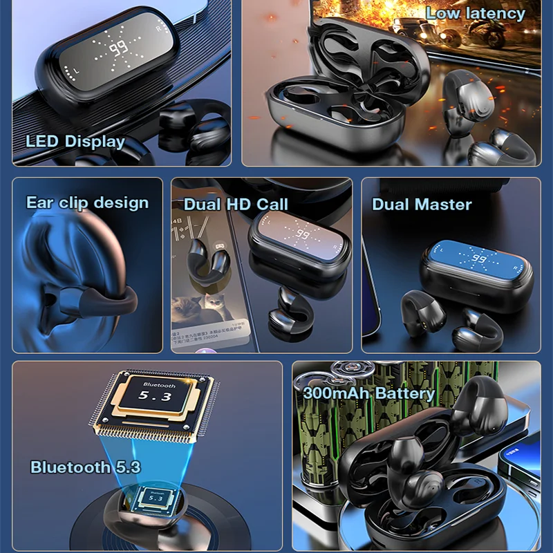 SANLEPUS auricolare cuffie Wireless Open-Ear auricolare Bluetooth auricolare sportivo a conduzione ossea auricolari TWS con microfono chiamate HD