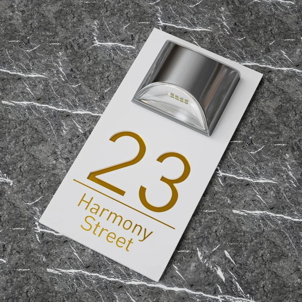 

Изготовленный на заказ солнечный светодиодный номер дома - лазерная акриловая вывеска с подсветкой, идеальный новый подарок для дома