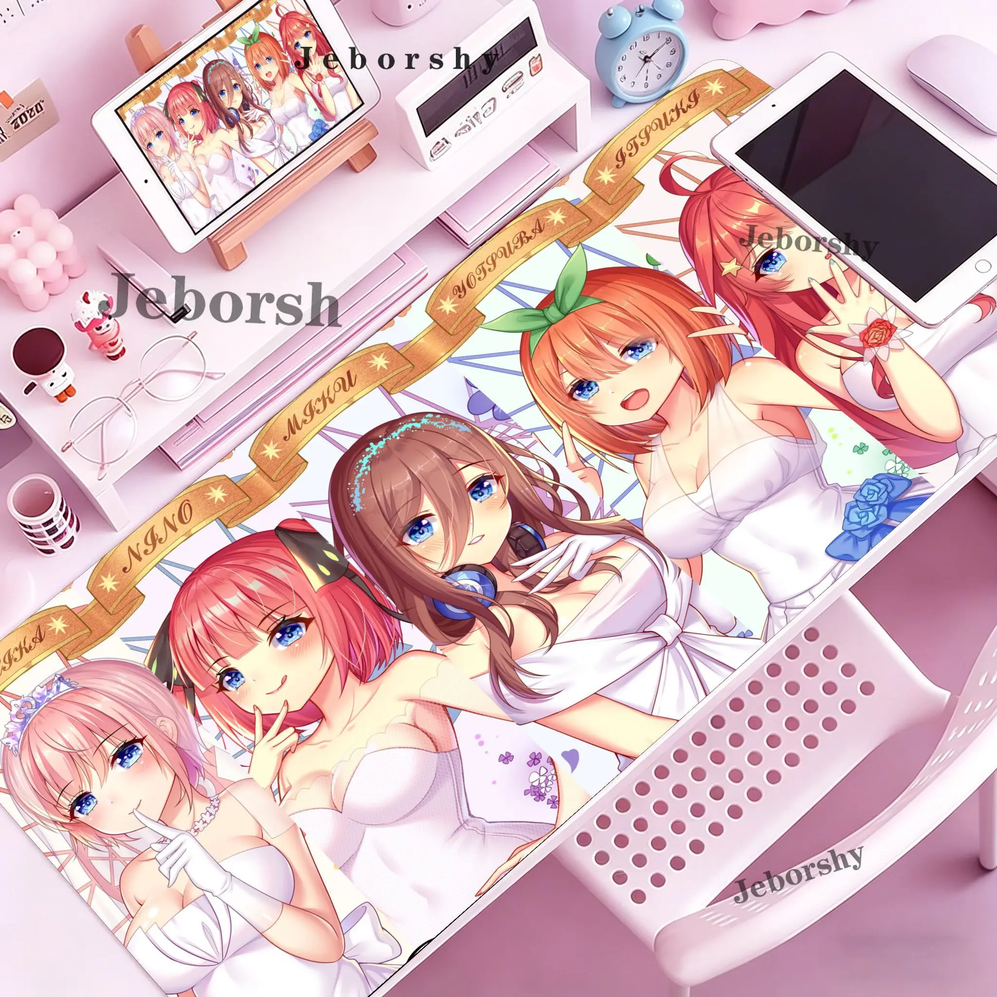 The Quintessential Quintuplets Anime Mouse Pad Gaming Desk Mat Non-Slip Rubber Lock Edge Keyboard Pad Laptop Gamer Accessories