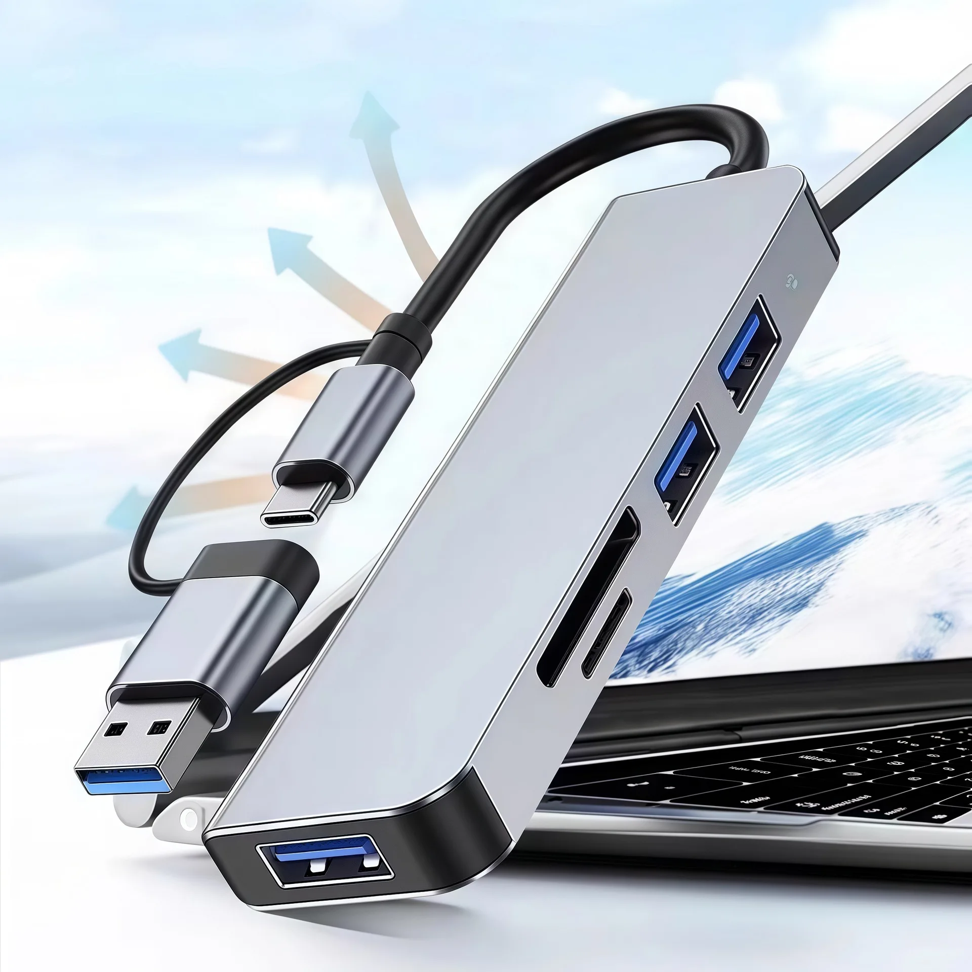 5-In-1 docking station type-c USB to 3.0 SD TF card reader multifunction hub