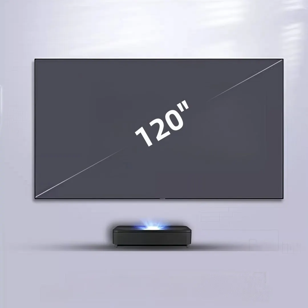 120 Inci 16:9 8K Kualitas Tinggi Ultra Short Throw Anti-Light UST ALR Fresnel Layar Proyektor Bingkai Tetap Fleksibel