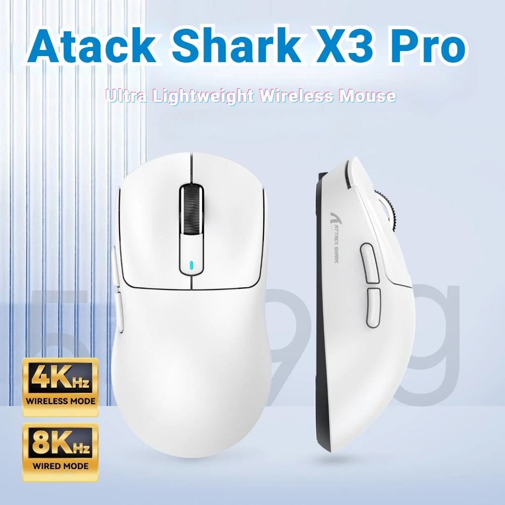 

Беспроводная мышь Attack Shark X3Pro 8KHz F1 Pro 2,4G, тройной режим Paw3395, легкая высокопроизводительная игровая мышь для FPS игр