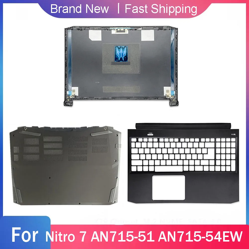 

NEW Bottom Case For Acer Nitro 7 AN715-51 AN715-54EW Laptop LCD Back Cover Palmrest Upper Hinges Replacement Rear Lid