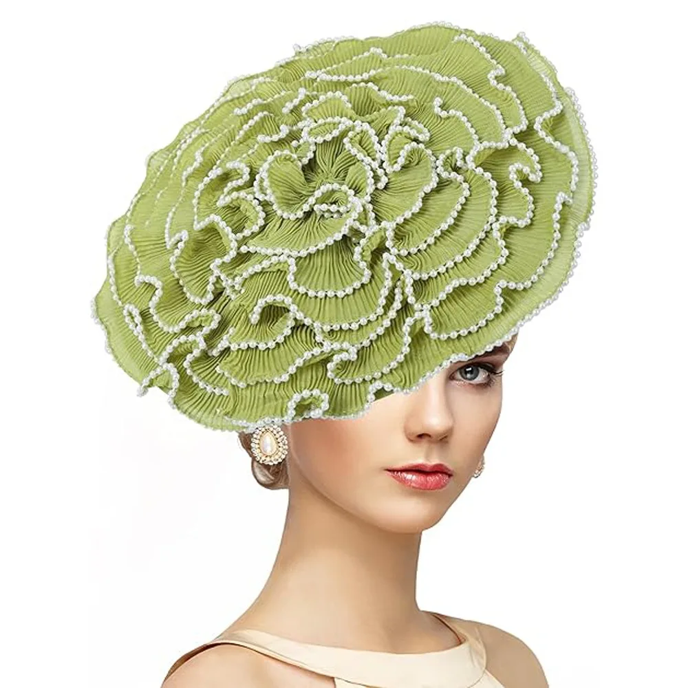 

Flower Mesh Large Floral Headpiece with Hair Clip Hair Accessories Derby Flower Fascinators Headband Large Flower