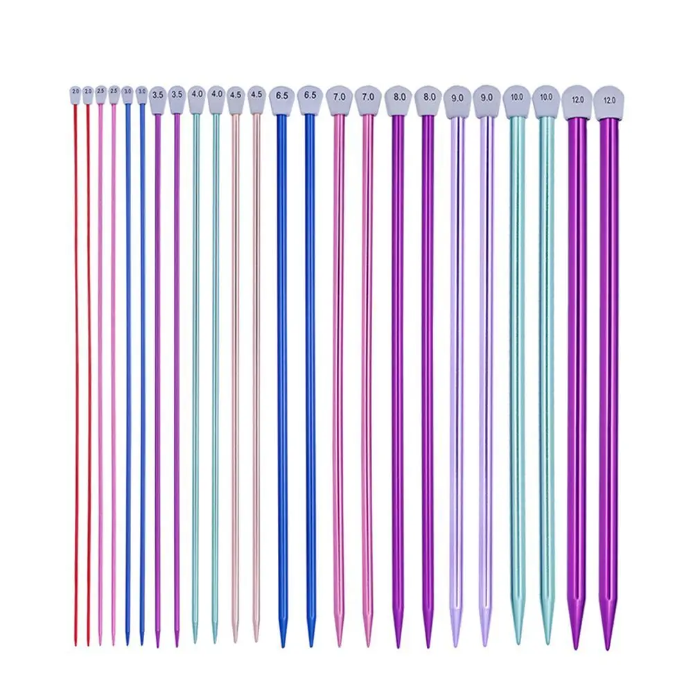 Épingles droites en aluminium à pointe unique, éviers grossiers, outil de tissage bricolage, pull long, écharpe, 5cm, 2.0-12mm, 2 pièces par ensemble