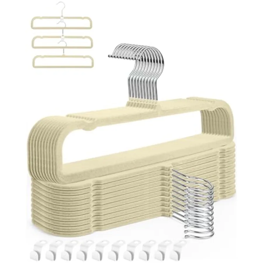 

Вельветовые вешалки с противоскользящим покрытием - набор из 20 штук для брюк - тонкие, экономящие место вешалки для одежды - прочные и долговечные вешалки для джинсов.