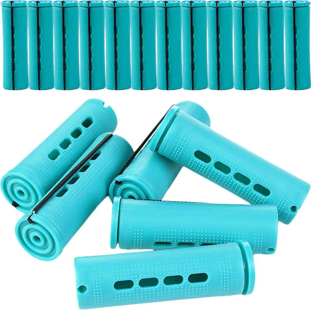 

18 Pcs Auto Curl Curler Self Grip Hair Roller Sky-blue Plastic Sleeping Rollers Waver Tool