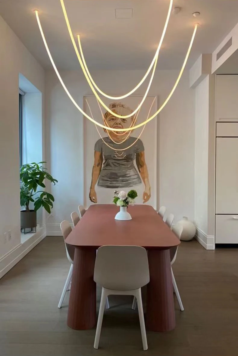 LED Postmodern Golden White Designer Chandelier Lighting Lamparas De Techo Suspension Luminaire Lampen For Dinning Room