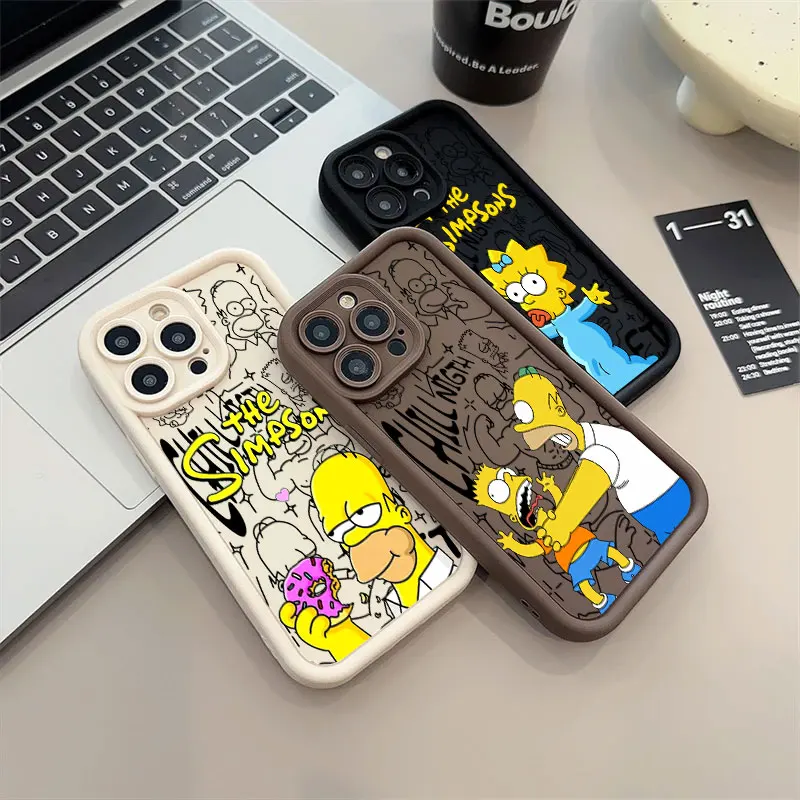 Funny The Simpsons Homer Phone Case for IPhone 16 15 14 13 12 11 Pro Max Mini XR XS X 7 8 6 6s Plus Soft TPU Back Cover