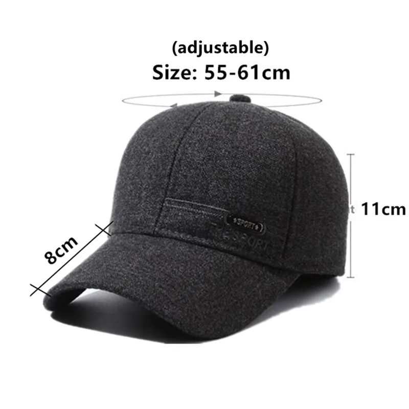 2023 New Winter Warm Baseball Cap Plush Thickened Coldproof Earmuffs Hat Men's Caps Outdoor Riding Sports Cap Golf Hat Dad's Hat